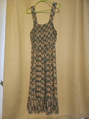 Matilda Jane Teal and Cream Floral Smocked Maxi Dress